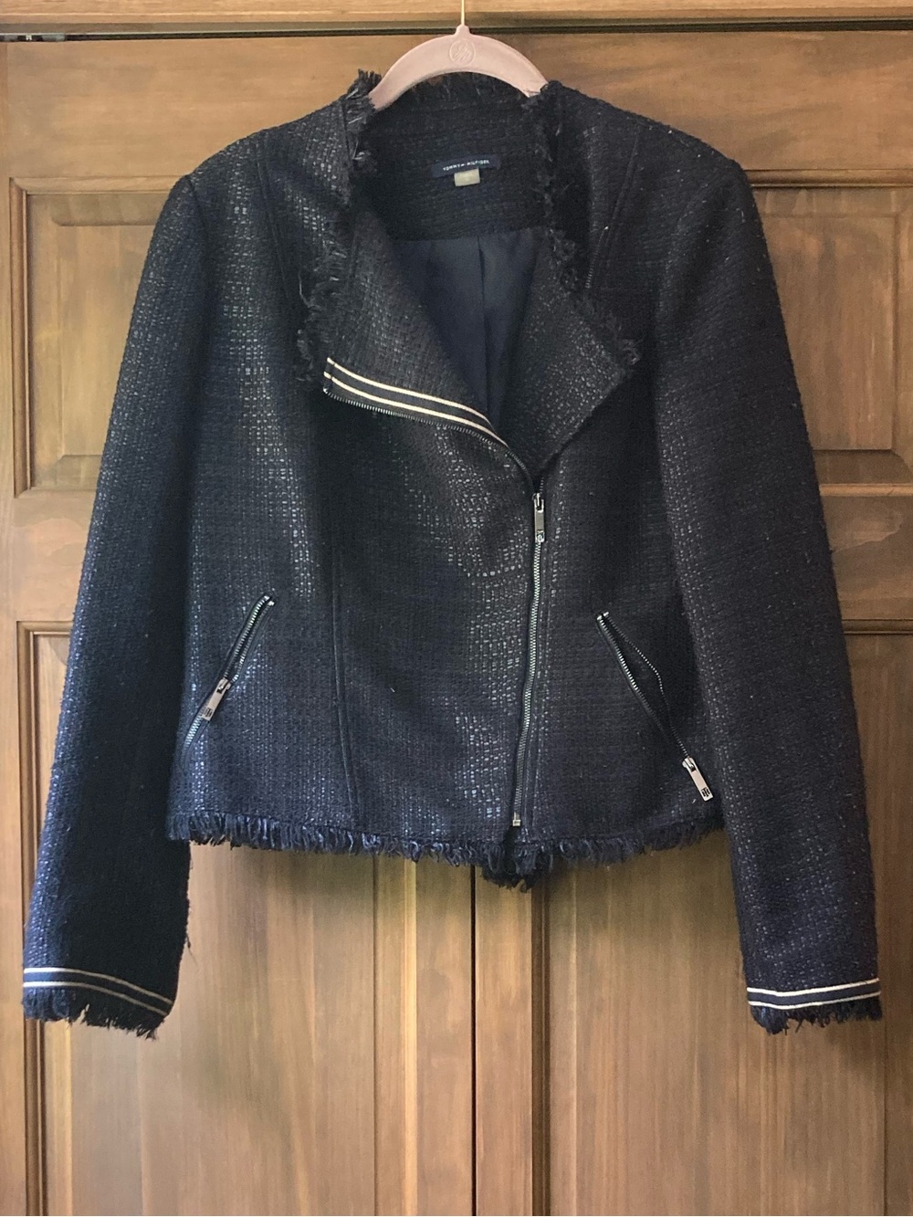 Tommy Hilfiger Navy Blue Asymmetrical Zip Jacket 10
